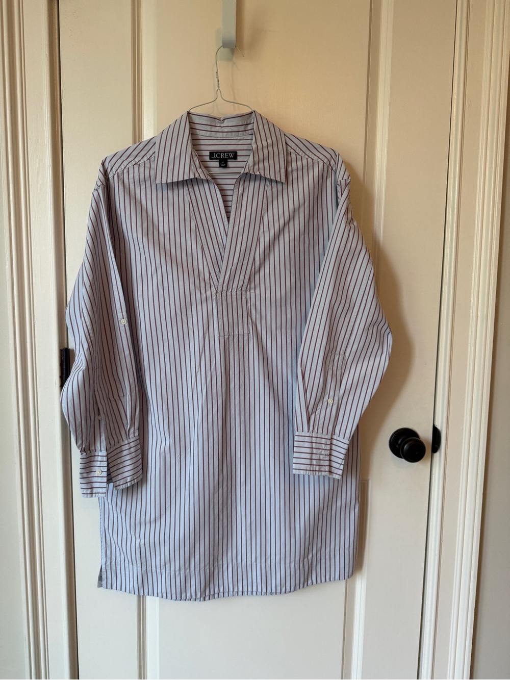 J. Crew Blue and White Striped Women’s Button-Down Tunic Shirt